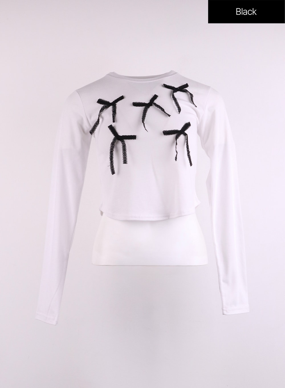 Solid Bowknot Long Sleeve Top CJ425