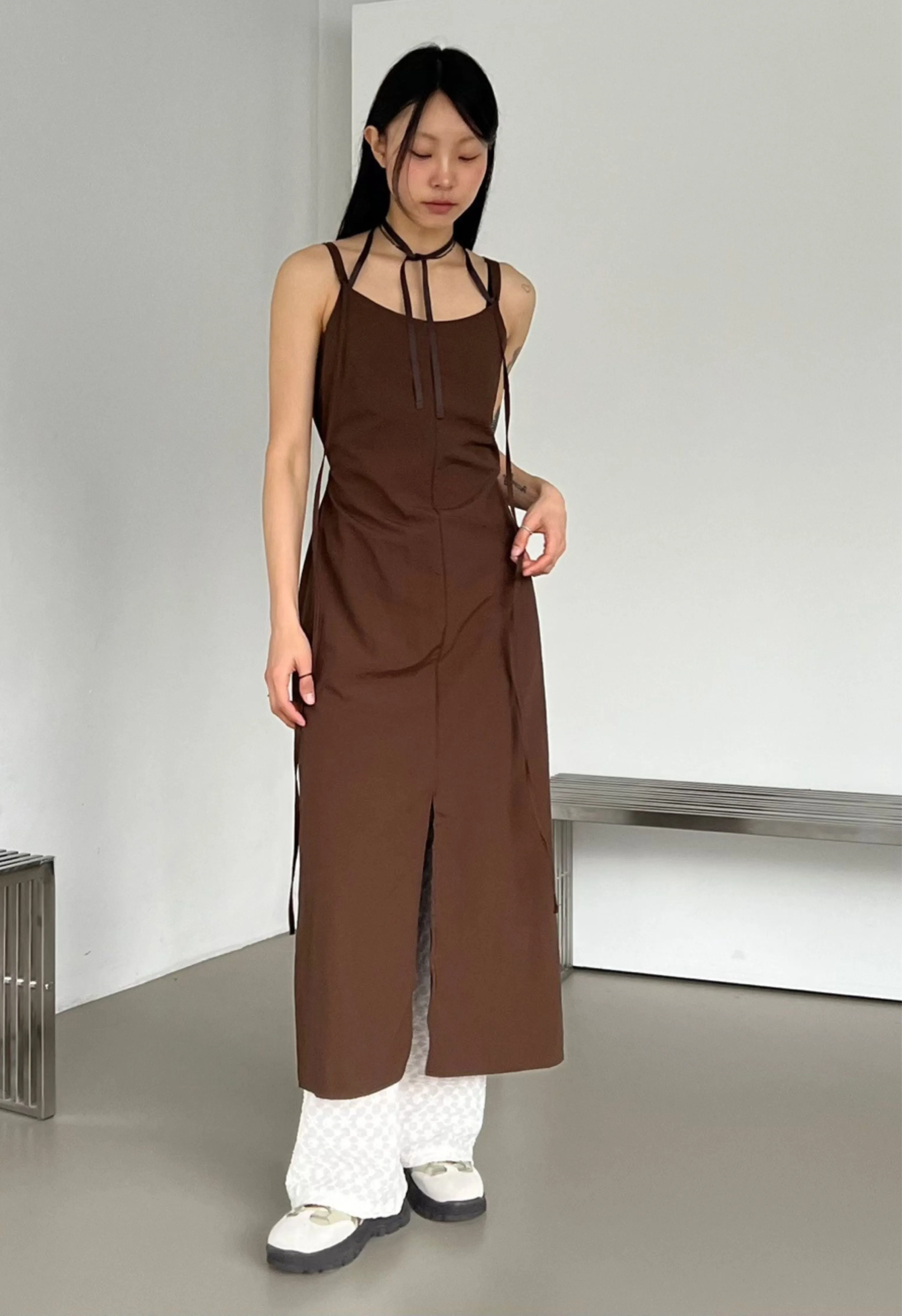 Strappy Brown Midi Dress