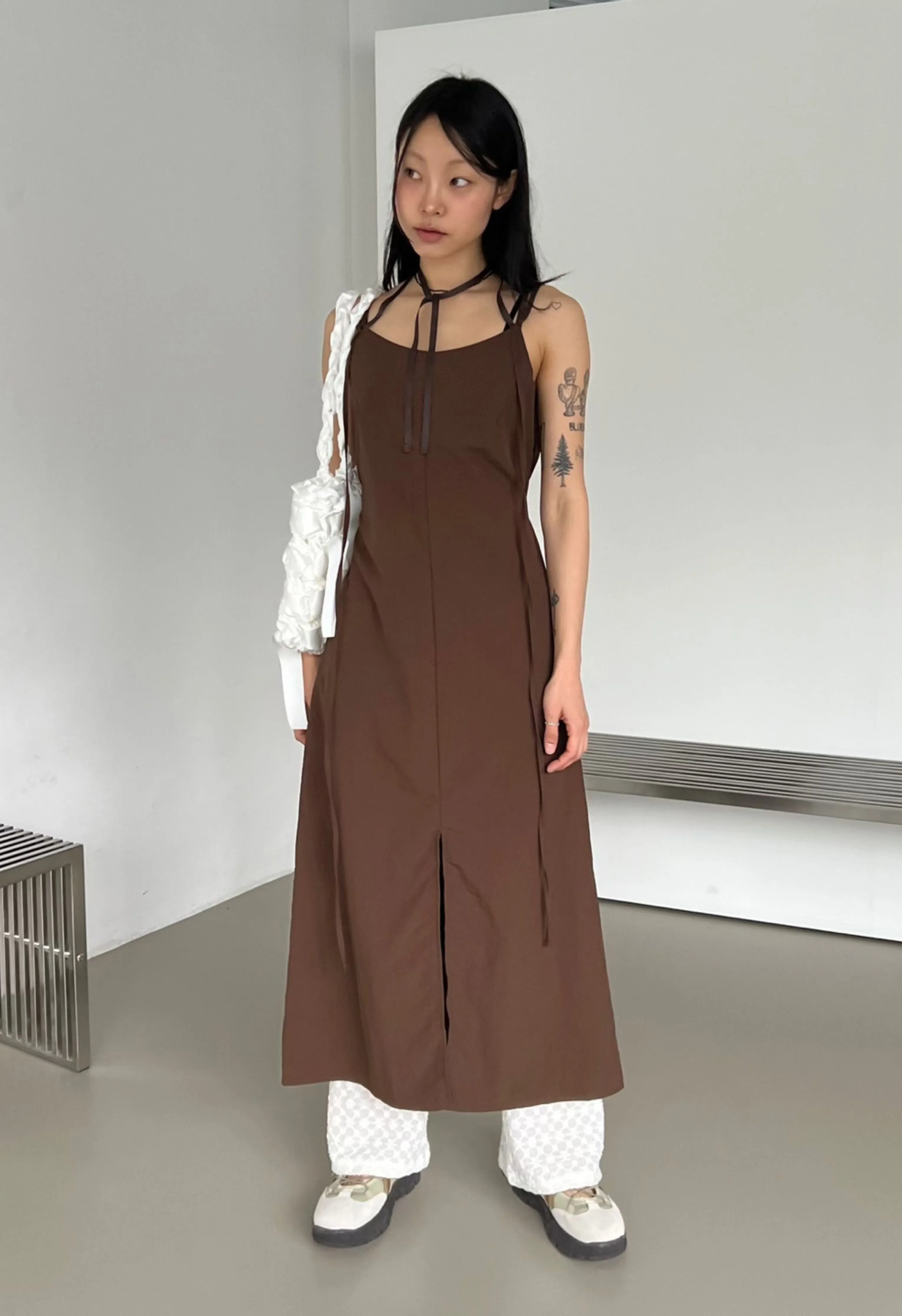 Strappy Brown Midi Dress