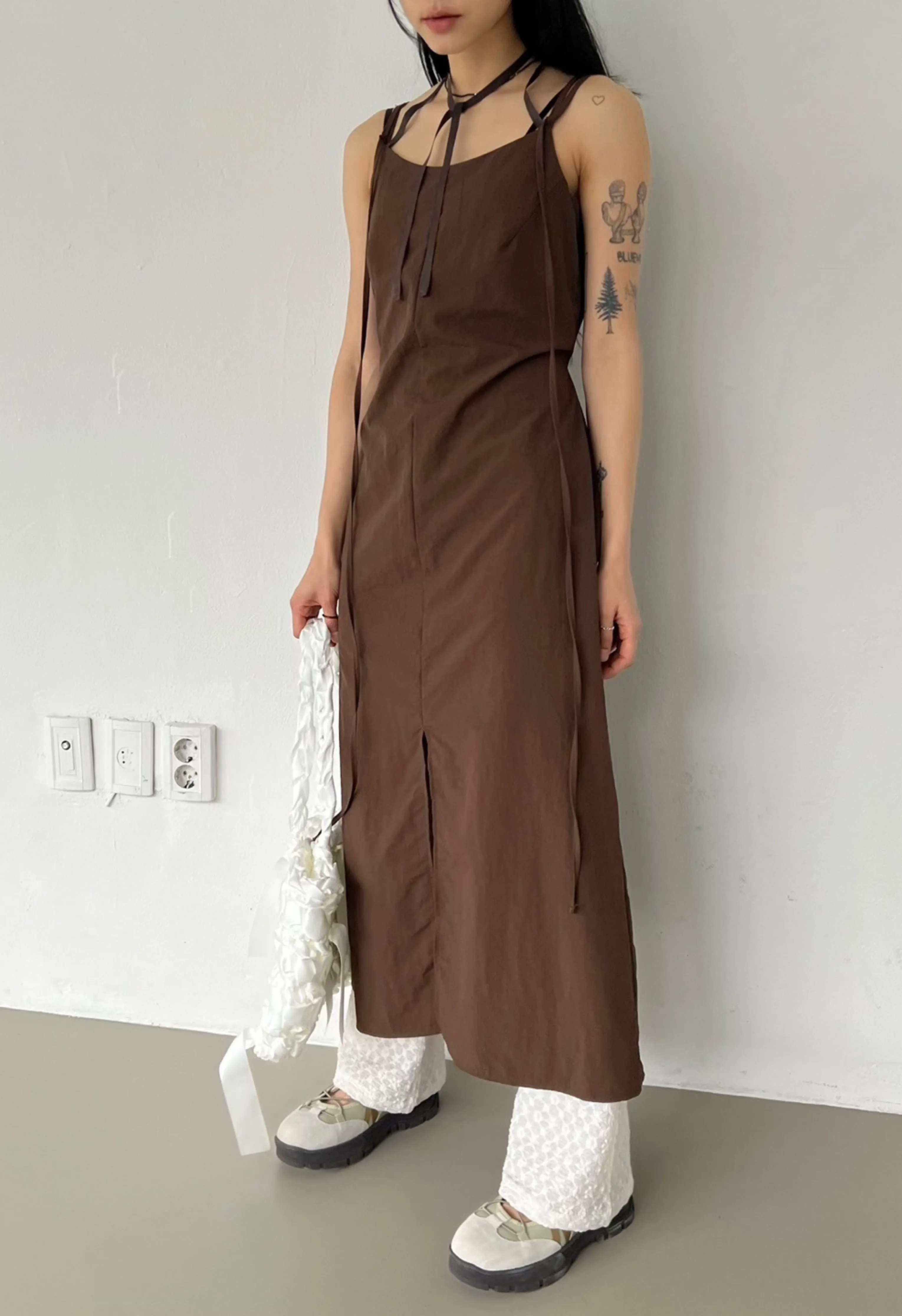 Strappy Brown Midi Dress