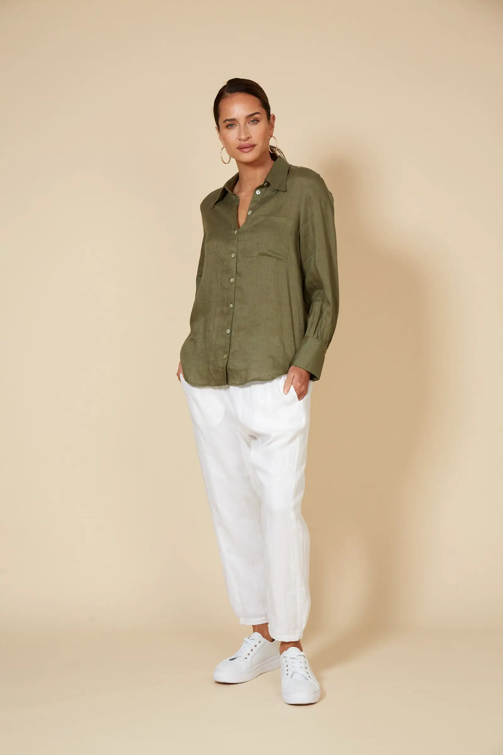 Studio Linen Shirt - Khaki