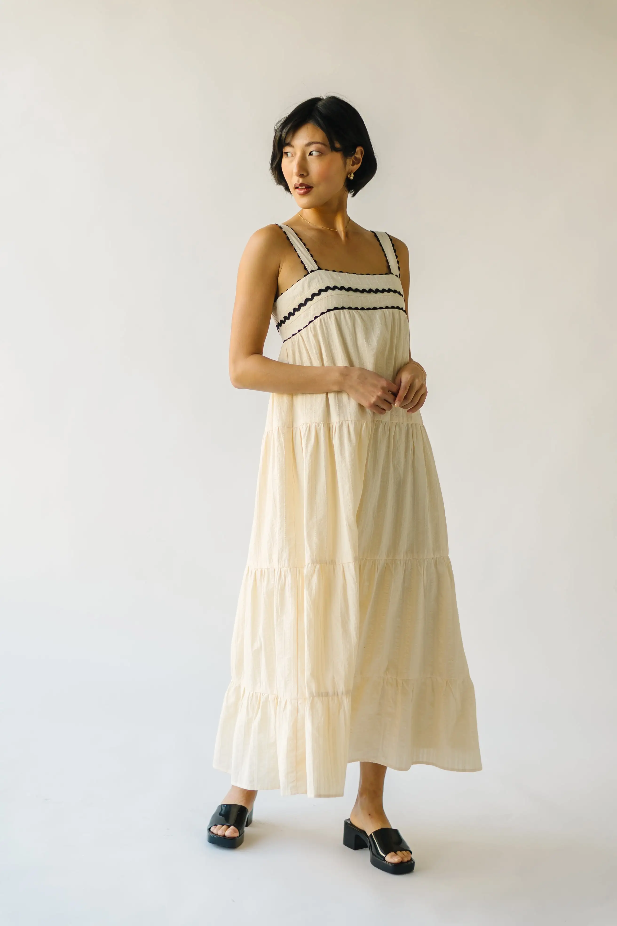 The Duncanville Tiered Tank Dress in Cream