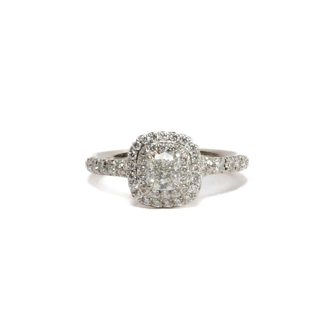 TIFFANY & CO. Platinum Diamond Soleste Double Halo Engagement Ring - FINAL SALE