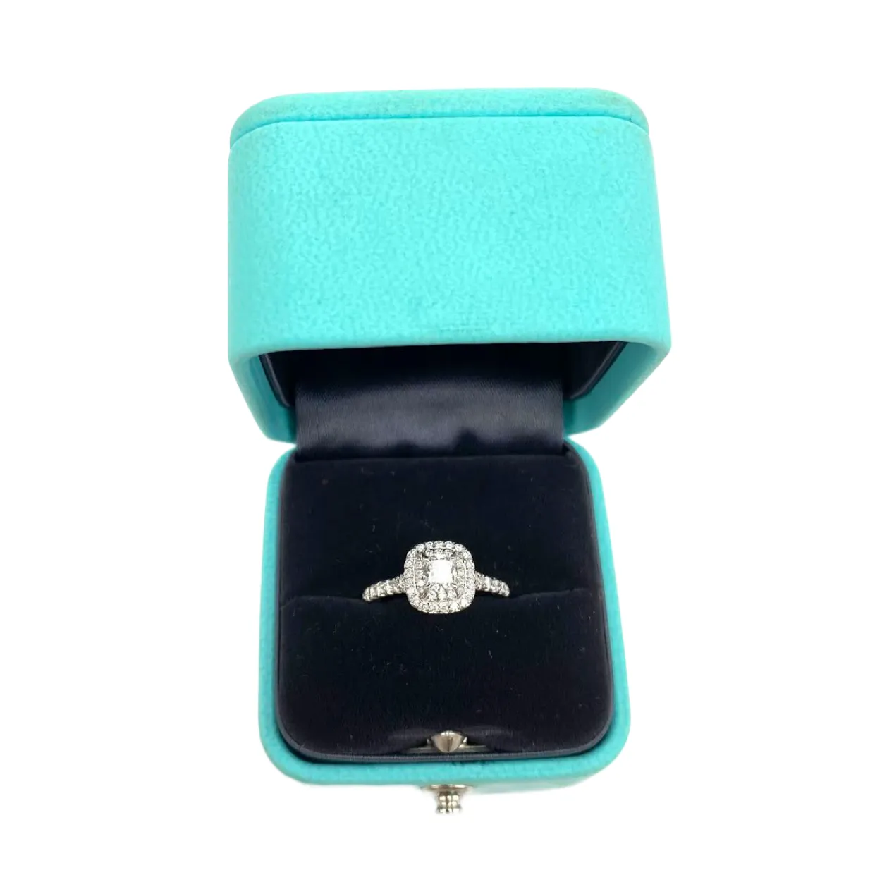 TIFFANY & CO. Platinum Diamond Soleste Double Halo Engagement Ring - FINAL SALE