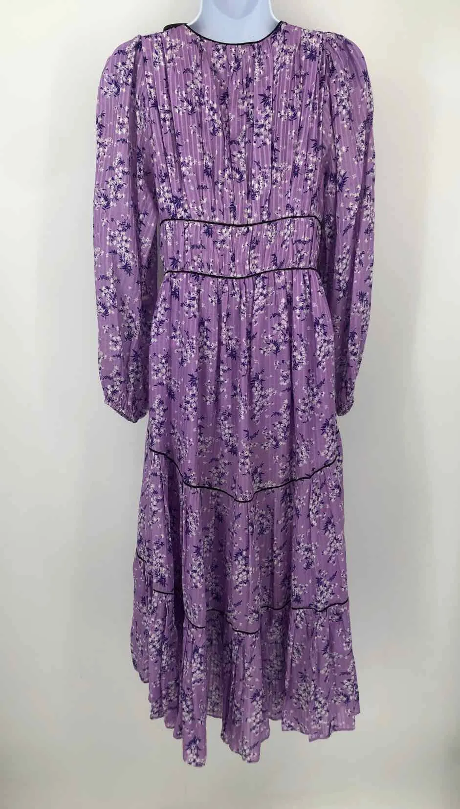 ULLA JOHNSON Lavender White Floral Midi Length Size 0  (XS) Dress