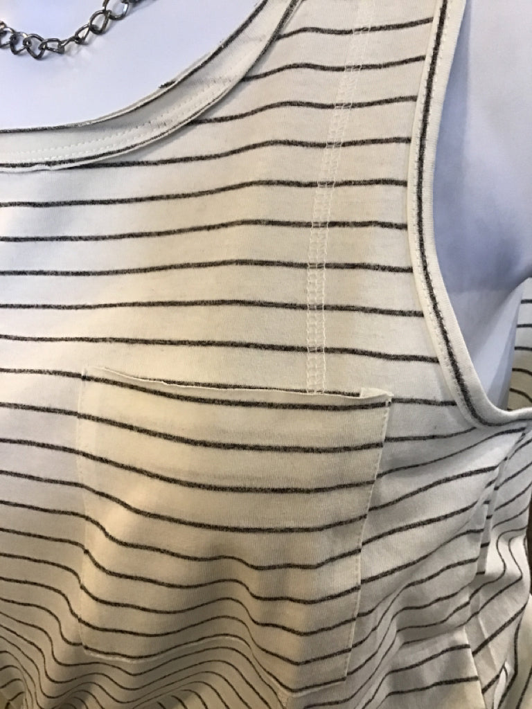 White & Black Striped Tank Top -  Small to 3X