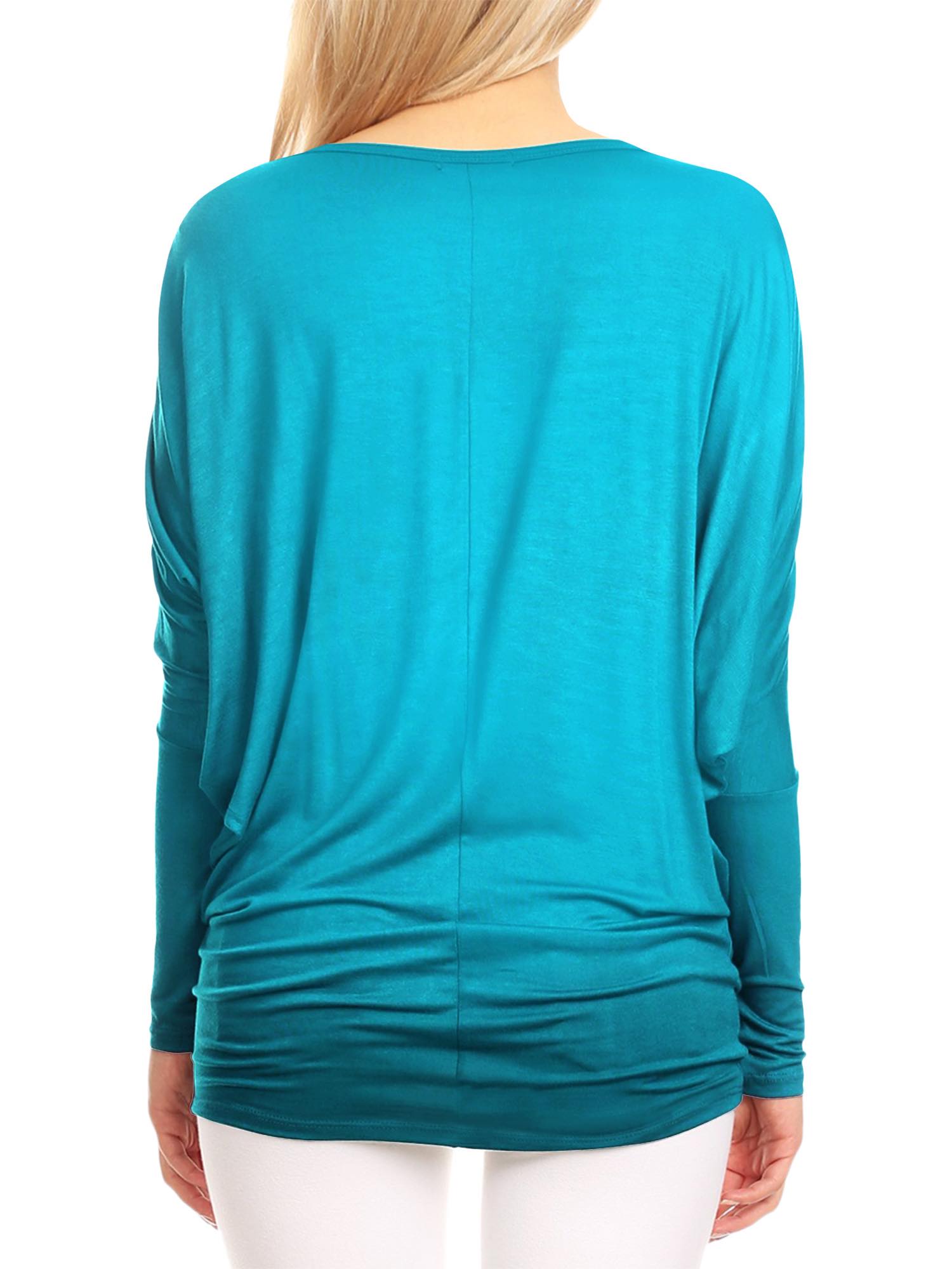 Womens Flowy Draped Long Sleeve Batwing Dolman Top