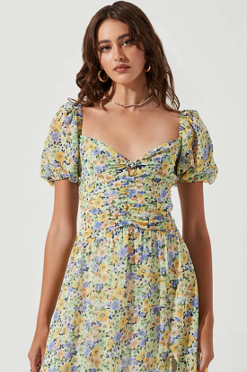 Yellow green floral Irma dress