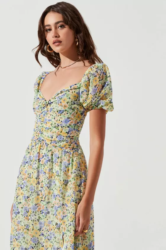 Yellow green floral Irma dress